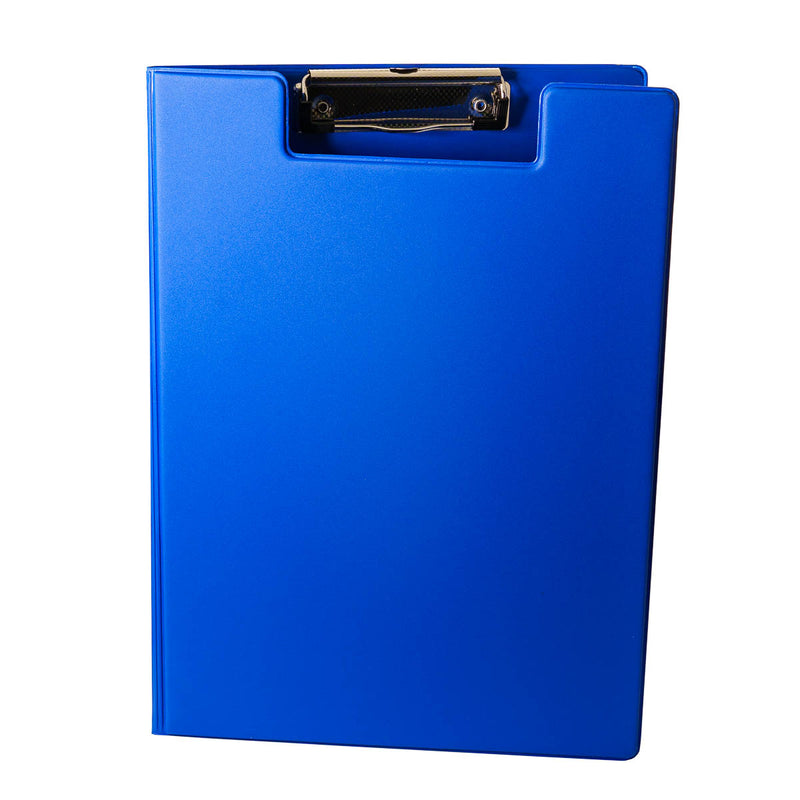 Clipboard Dublu A4 PP, Albastru marca Optima cu copertă protectoare și clemă metalică