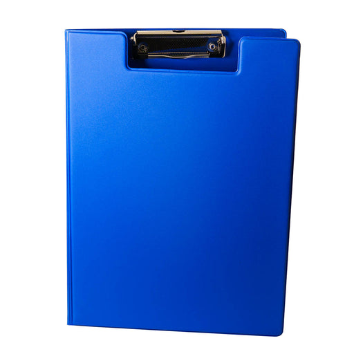 Clipboard Dublu A4 PP, Albastru marca Optima cu copertă protectoare și clemă metalică