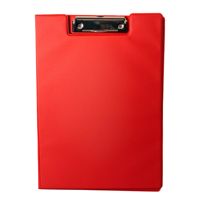 Clipboard Dublu A4 PP, Roșu marca Optima cu copertă protectoare și clemă metalică