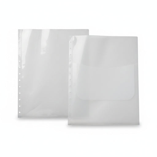 Folii Protecție A4 cu Burduf 20 mm și Clapă Verticală, 180 Microni, 10/set Optima