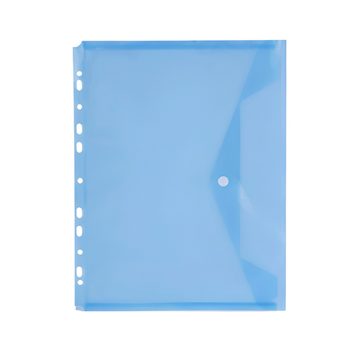 Folii Protecție A4 cu Clapă Laterală și Închidere cu Capsă, 200 Microni, 4/set, Albastru Transparent Optima