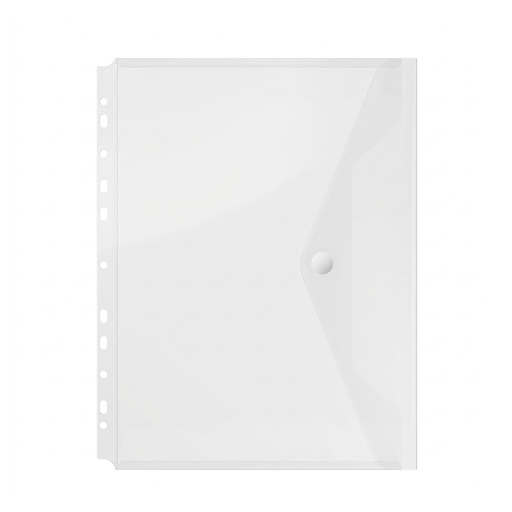 Folii Protecție A4 cu Clapă Laterală și Închidere cu Capsă, 200 Microni, 4/set, Transparent Optima