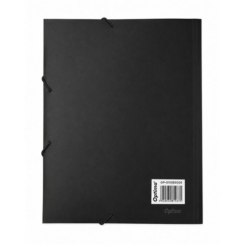 Mapă Plastic cu Elastic pe Colțuri și Etichetă 500 Microni Negru Optima