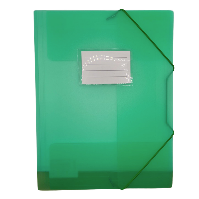 Mapă Plastic cu Elastic pe Colțuri și Etichetă 500 Microni Optima Verde Transparent