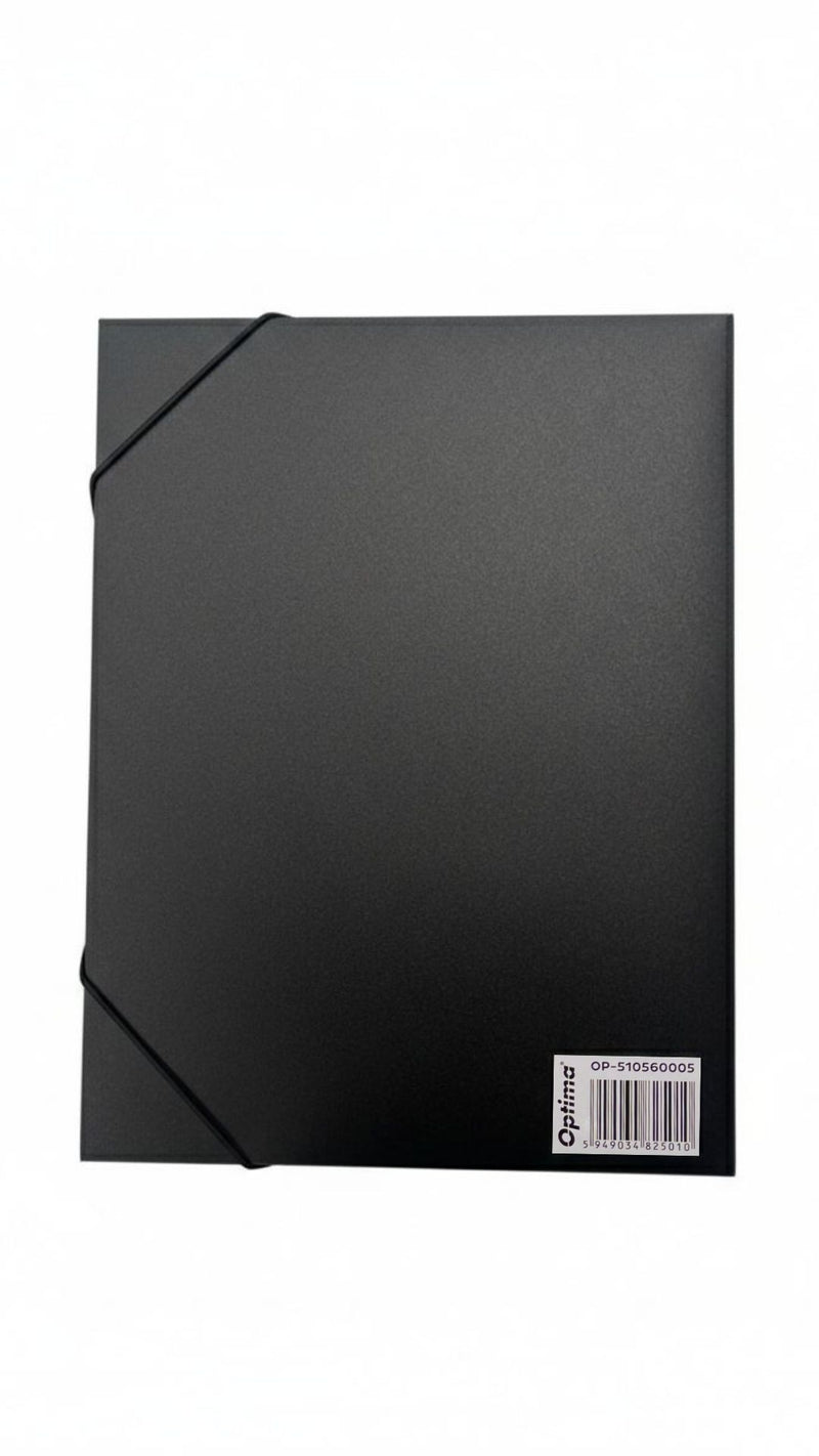 Mapă Plastic cu Elastic pe Colțuri Cotor 40 mm 800 Microni Optima Negru