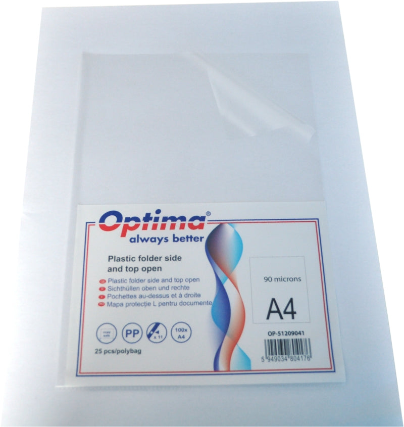 Mapă Protecție L pentru Documente A4 90 Microni 25/set Transparent Optima
