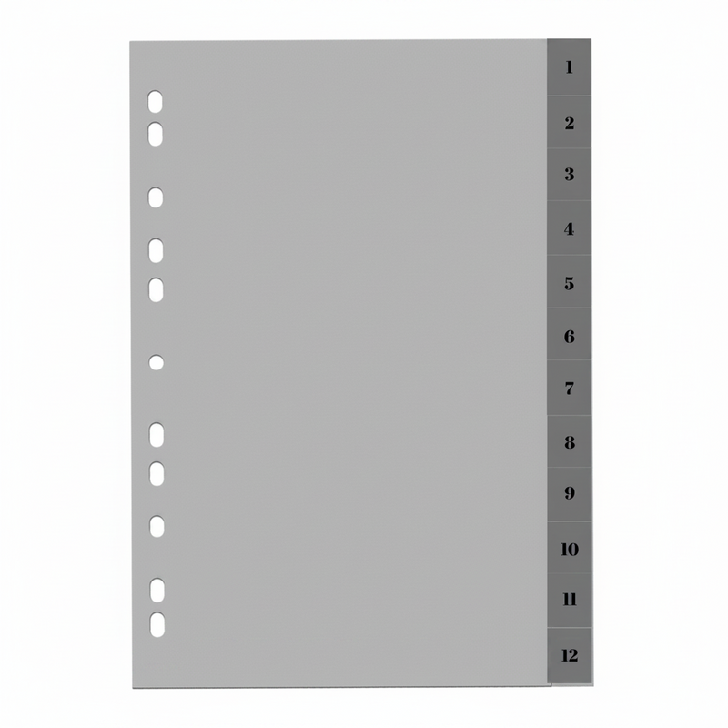 Separator index plastic 1-12 Optima 225 x 297 mm