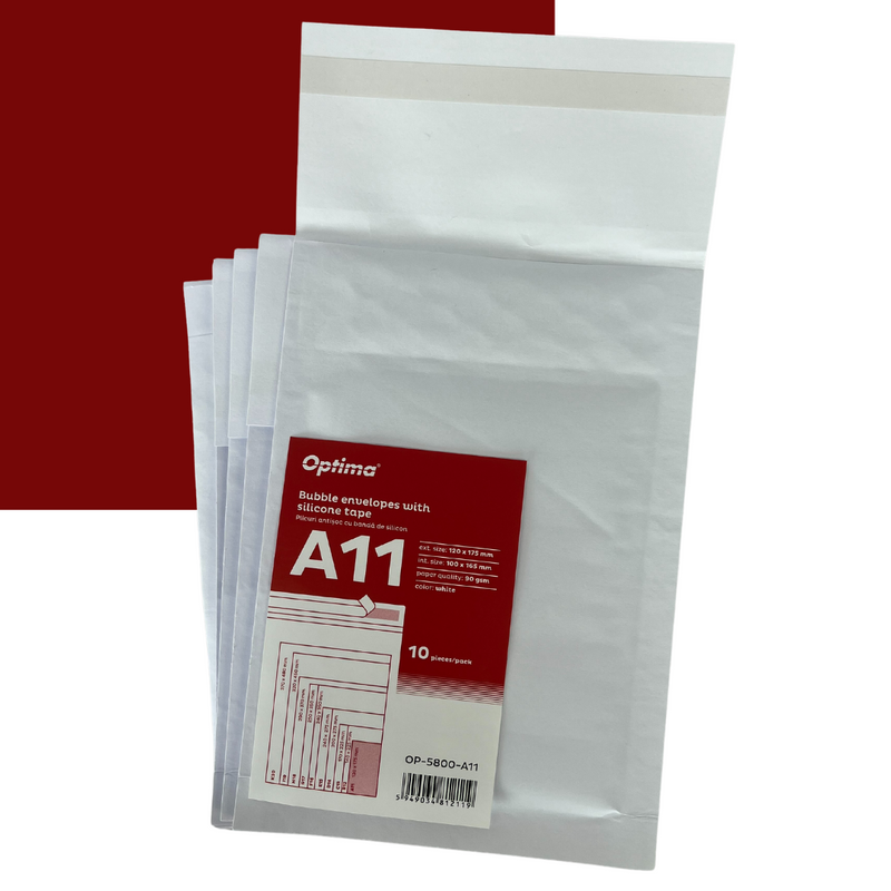 Plic Antișoc A11 120 x 175 mm Alb Lipire Siliconică 10 Buc/Set Optima