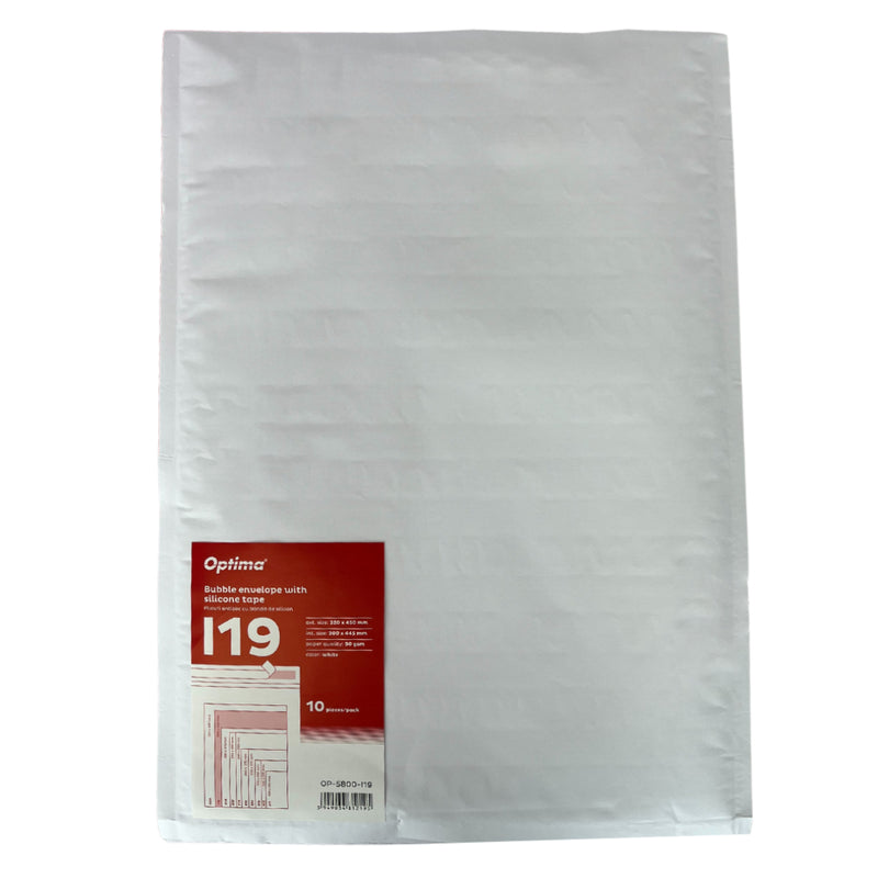 Plic Antișoc I19 320 x 450 mm Alb Lipire Siliconică 10 Buc/Set Optima