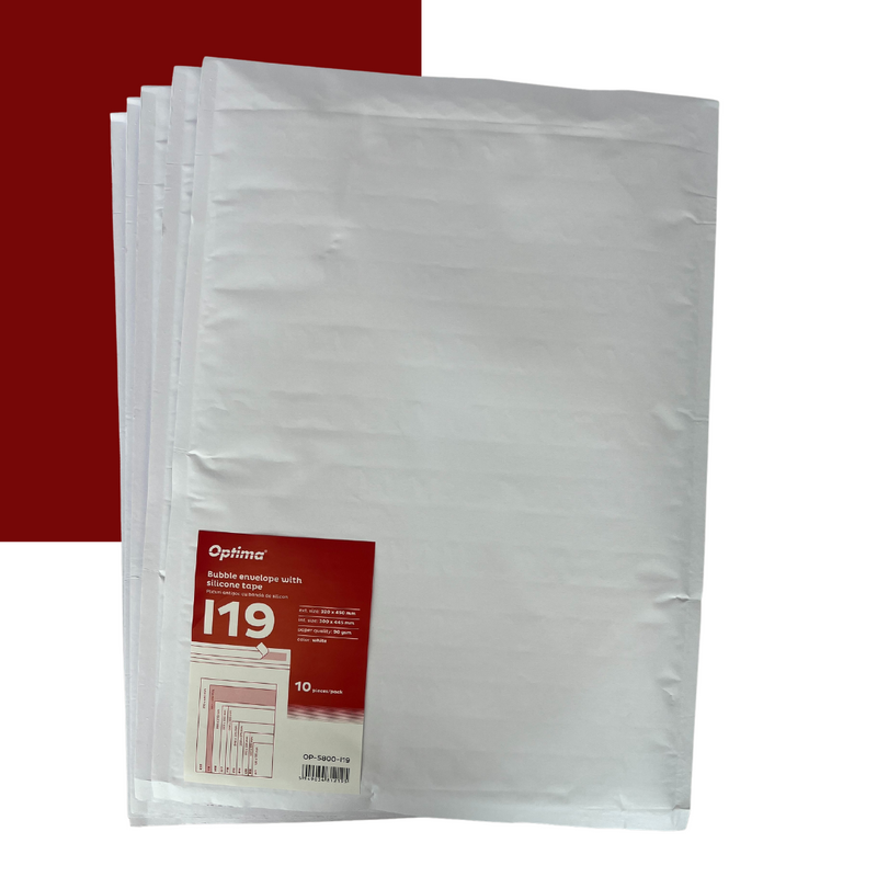 Plic Antișoc I19 320 x 450 mm Alb Lipire Siliconică 10 Buc/Set Optima