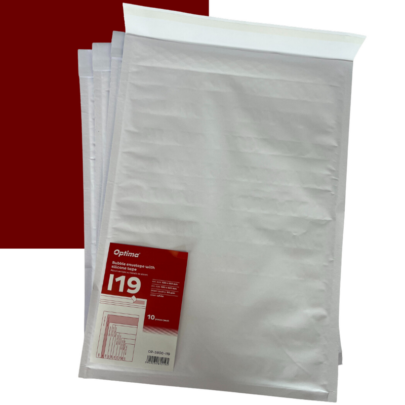 Plic Antișoc I19 320 x 450 mm Alb Lipire Siliconică 10 Buc/Set Optima