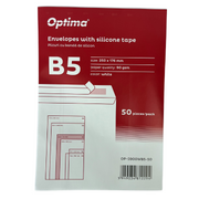 Plic B5 250 x 176 mm Lipire Siliconică 50 Buc/Set Optima Alb