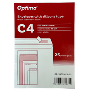 Plic C4 324 x 229 mm Lipire Siliconică 25 Buc/Set Optima Alb