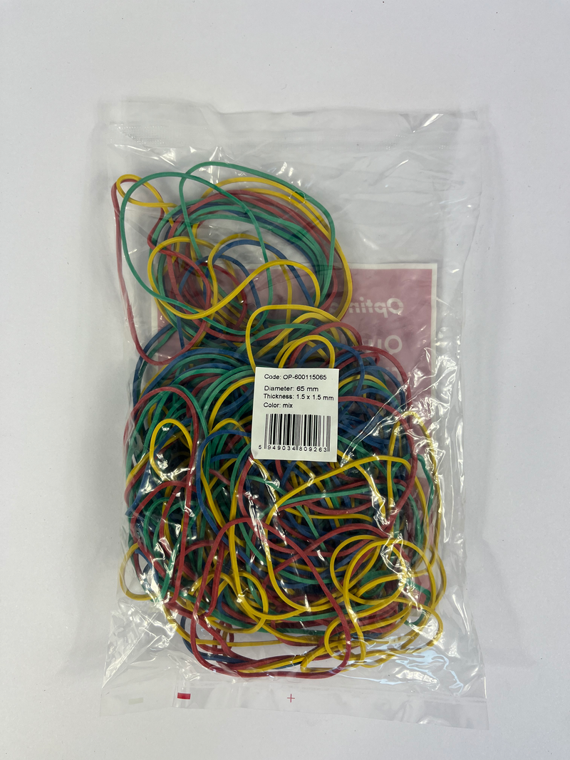 Elastice pentru Bani Classic D 65 mm 1,5 x 1,5 mm 100 g/Pungă Optima