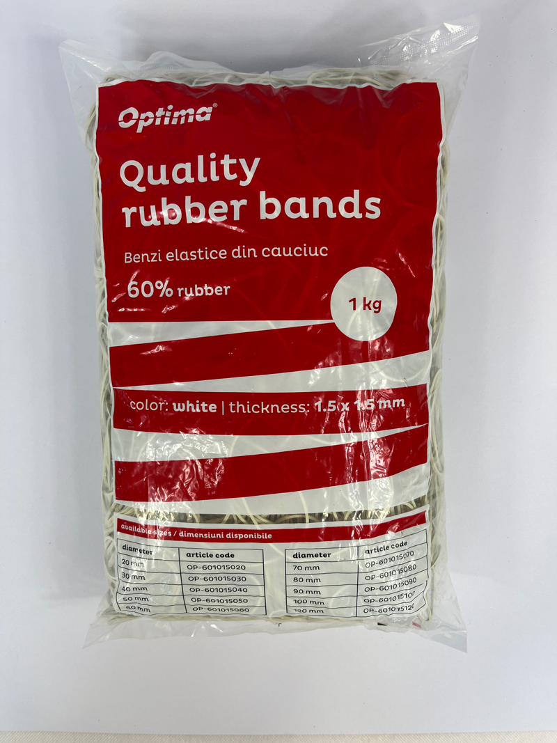 Elastice pentru Bani Classic D 80 mm 1,5 x 1,5 mm 1 kg/Pungă Optima