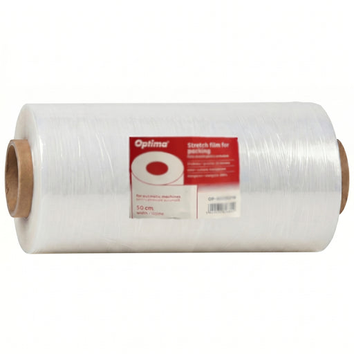 Folie Stretch Transparentă pentru Mașini Automate 50 cm 15 Microni Elongație 300% Optima