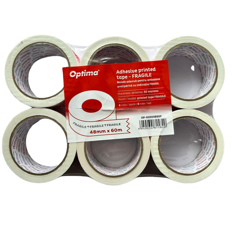 Bandă Adezivă pentru Ambalare Fragile 48 mm x 60 m 50 Microni Optima