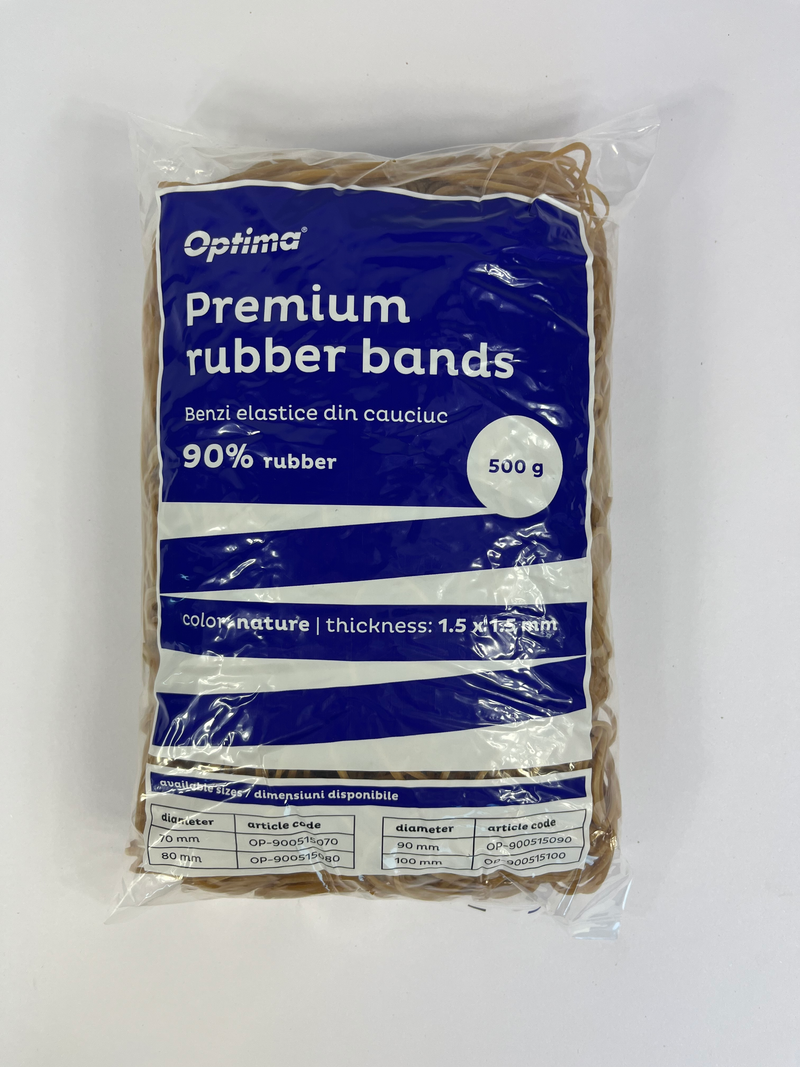 Elastice pentru Bani 90% Cauciuc D 70 mm 1,5 x 1,5 mm 500 g/Pungă Optima