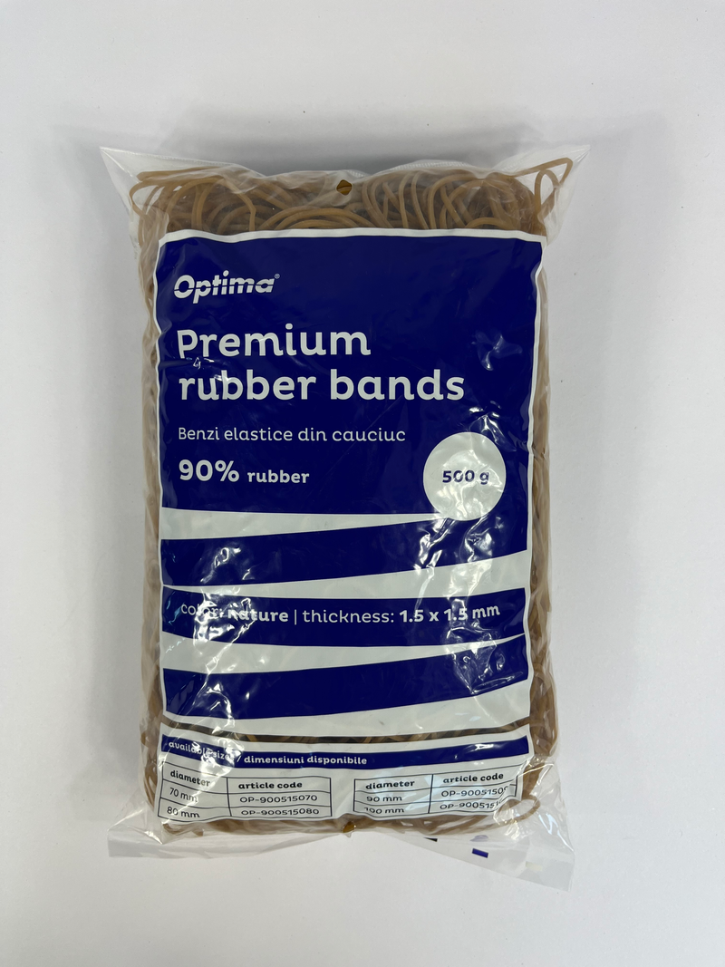 Elastice pentru Bani 90% Cauciuc D 90 mm 1,5 x 1,5 mm 500 g/Pungă Optima