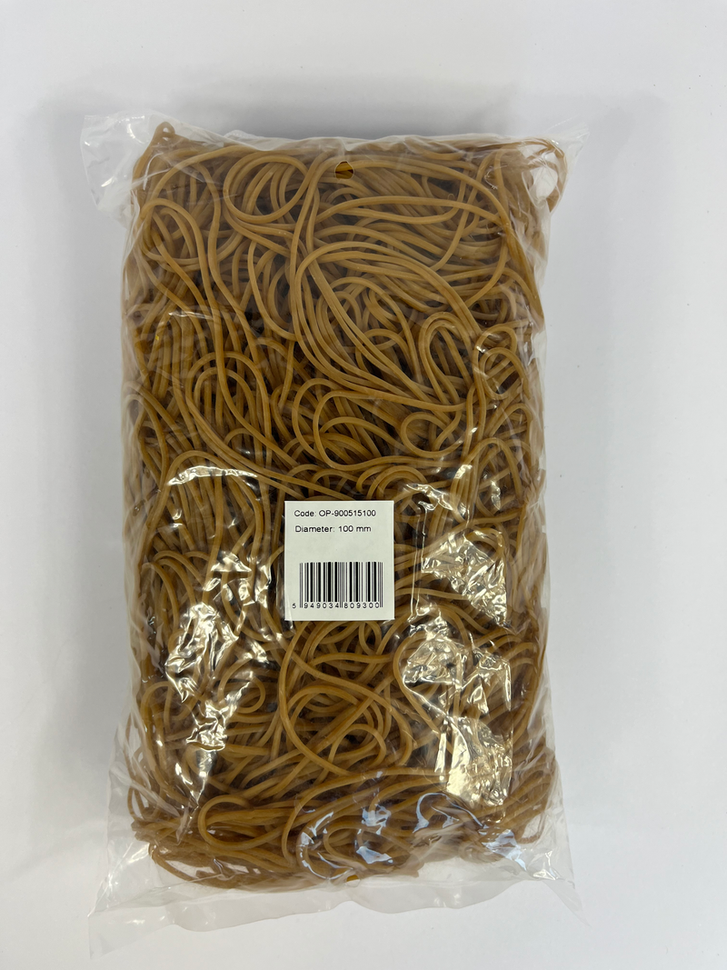 Elastice pentru Bani 90% Cauciuc D 100 mm 1,5 x 1,5 mm 500 g/Pungă Optima