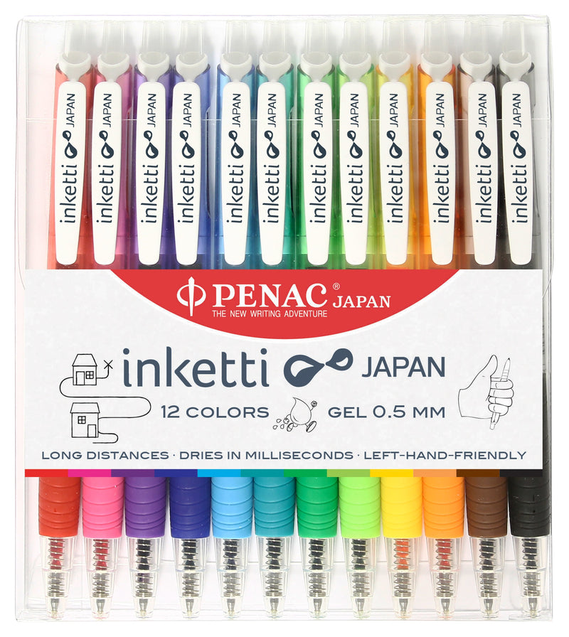 Set 12 Pixuri cu Gel Inketti 0,5 mm Culori Asortate Penac