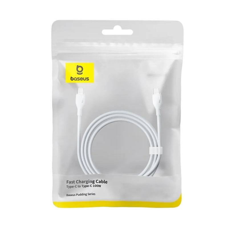 Cablu Pudding USB-C la USB-C 2m 100W Alb - Baseus
