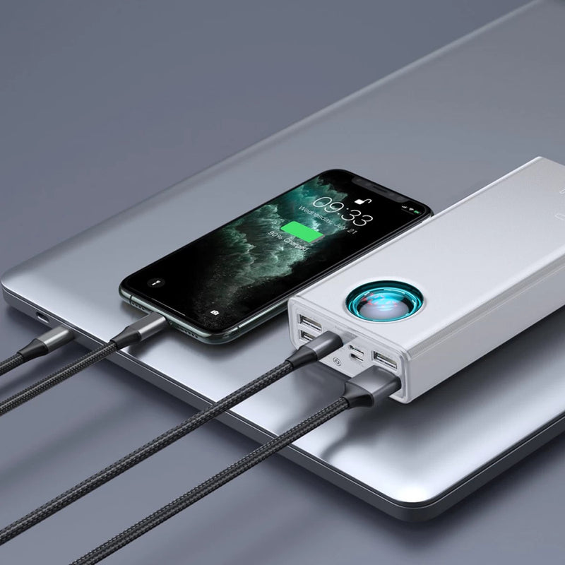 Baterie Externă Amblight 30000mAh 65W Display Digital Alb - Baseus