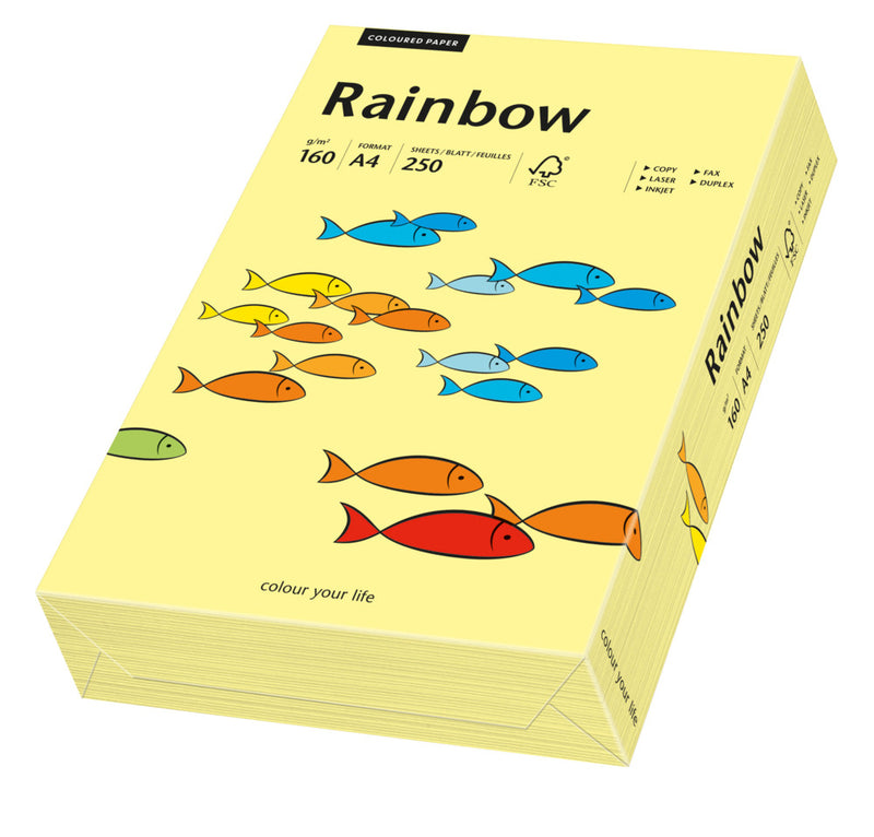 Carton copiator color Galben Deschis, Rainbow, format A4, 160g, top 250 coli