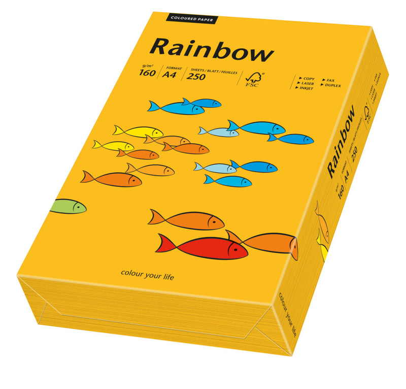 Carton copiator color Portocaliu Mediu, Rainbow, format A4, 160g, top 250 coli