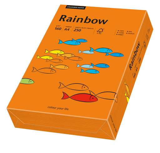 Carton copiator color Portocaliu Intens, Rainbow, format A4, 160g, top 250 coli