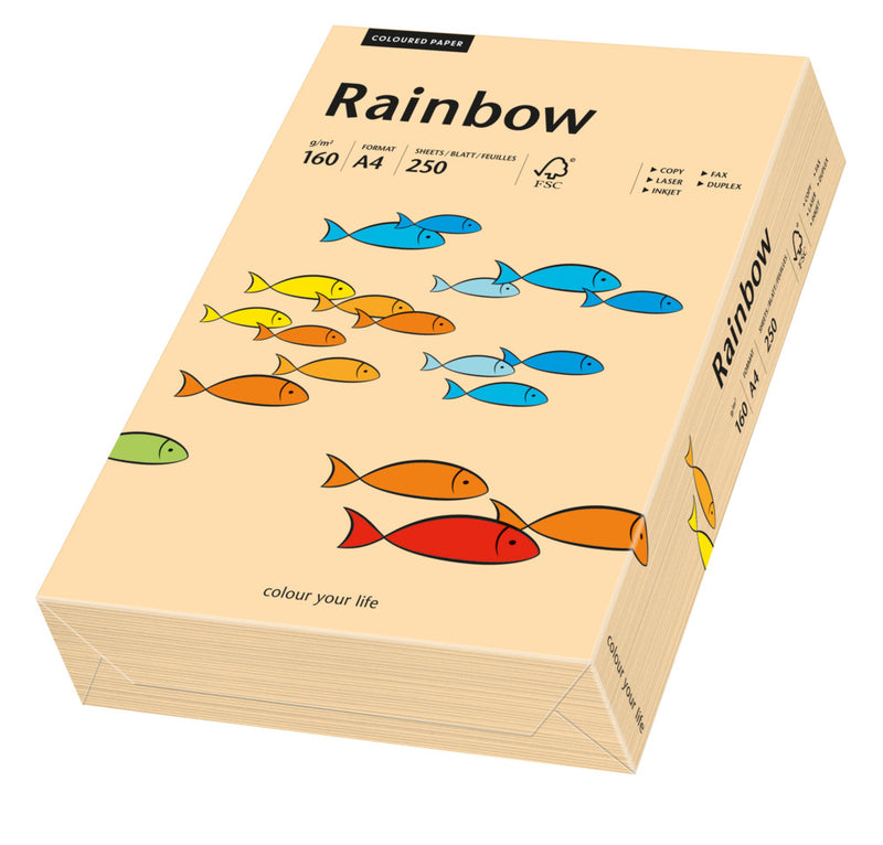 Carton copiator color Salmon, Rainbow, format A4, 160g, top 250 coli