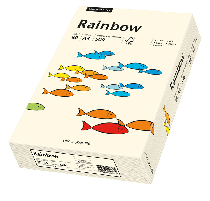 Hârtie copiator color Creme, Rainbow, format A4, 80g, top 500 coli