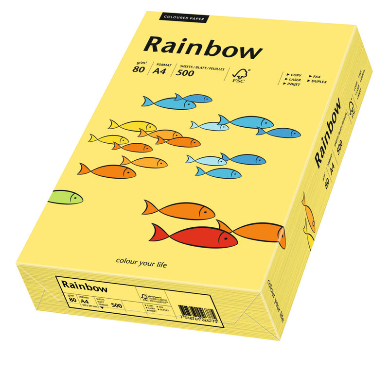 Hârtie copiator color Galben, Rainbow, format A4, 80g, top 500 coli