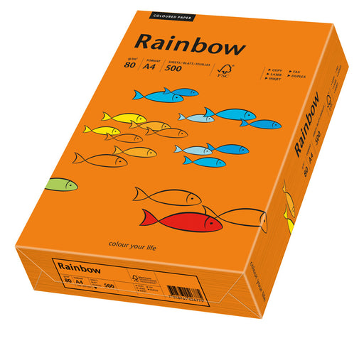 Hârtie copiator color Portocaliu Intens, Rainbow, format A4, 80g, top 500 coli