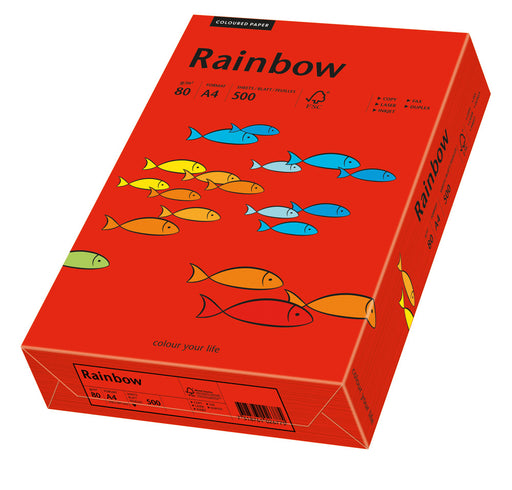 Hârtie copiator color Roșu Intens, Rainbow, format A4, 80g, top 500 coli