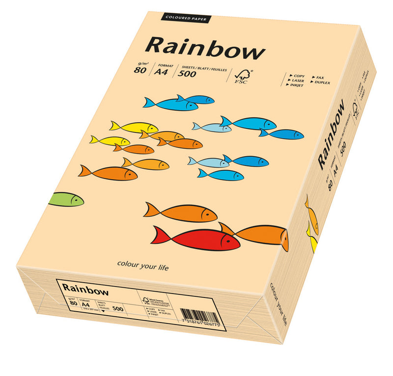 Hârtie copiator color Salmon, Rainbow, format A4, 80g, top 500 coli