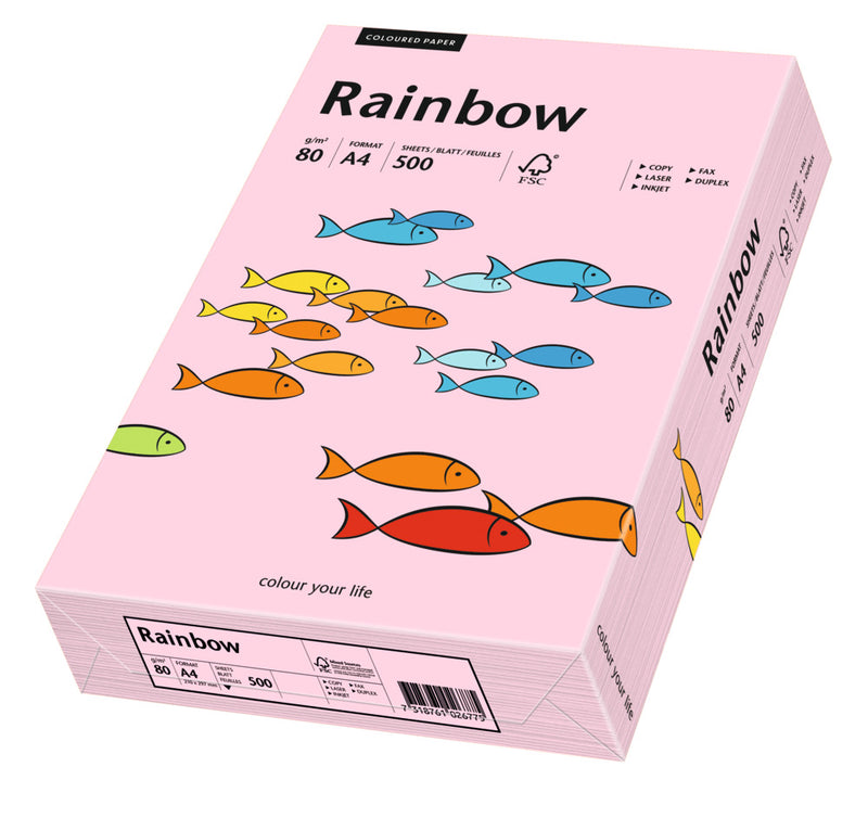 Hârtie copiator color Roz Deschis, Rainbow, format A4, 80g, top 500 coli