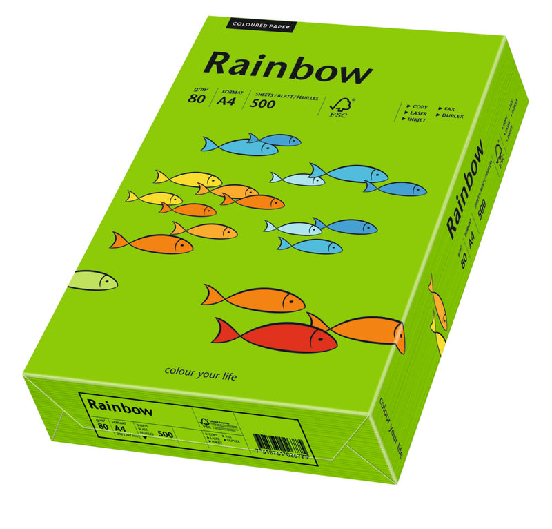 Hârtie copiator color Verde Intens, Rainbow, format A4, 80g, top 500 coli