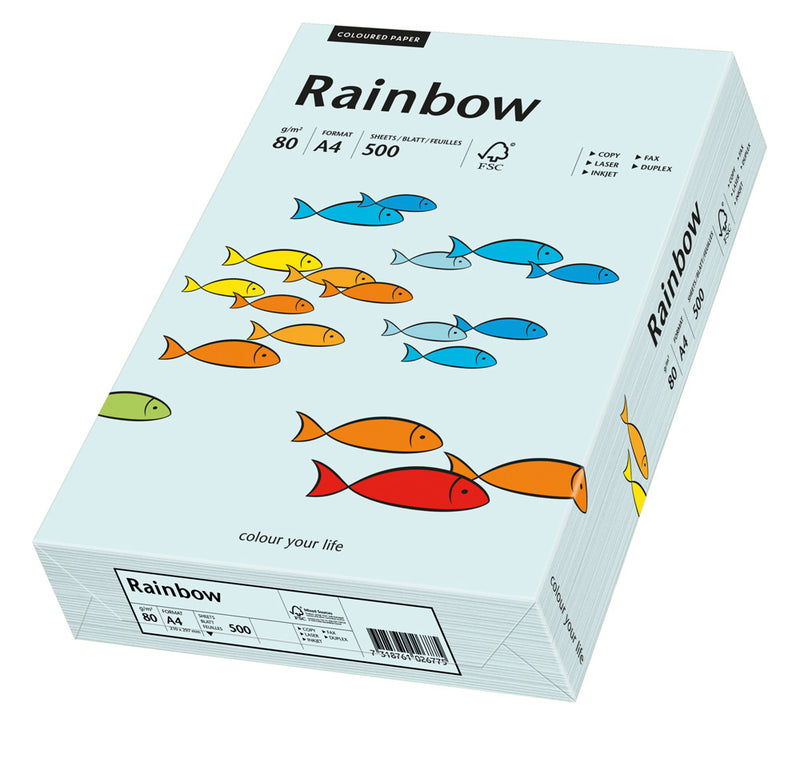 Hârtie copiator color Albastru Deschis, Rainbow, format A4, 80g, top 500 coli