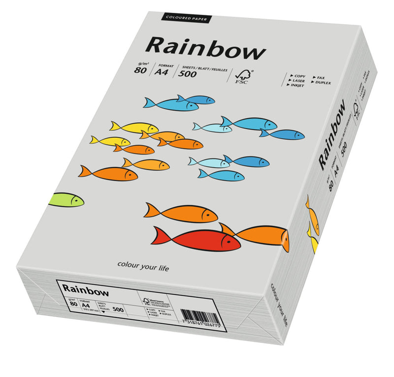 Hârtie copiator color Gri, Rainbow, format A4, 80g, top 500 coli