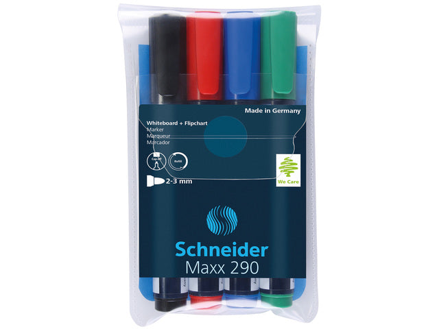 Set Markere Tablă și Flipchart Maxx 290 Vârf Rotund 2-3 mm 4 Culori Schneider