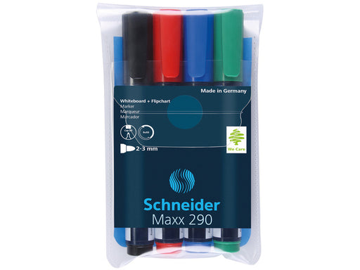 Set Markere Tablă și Flipchart Maxx 290 Vârf Rotund 2-3 mm 4 Culori Schneider