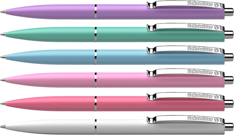 Pix cu Mecanism K15 Culori Pastel Asortate Clemă Metalică 0,7 mm Scriere Albastră Schneider