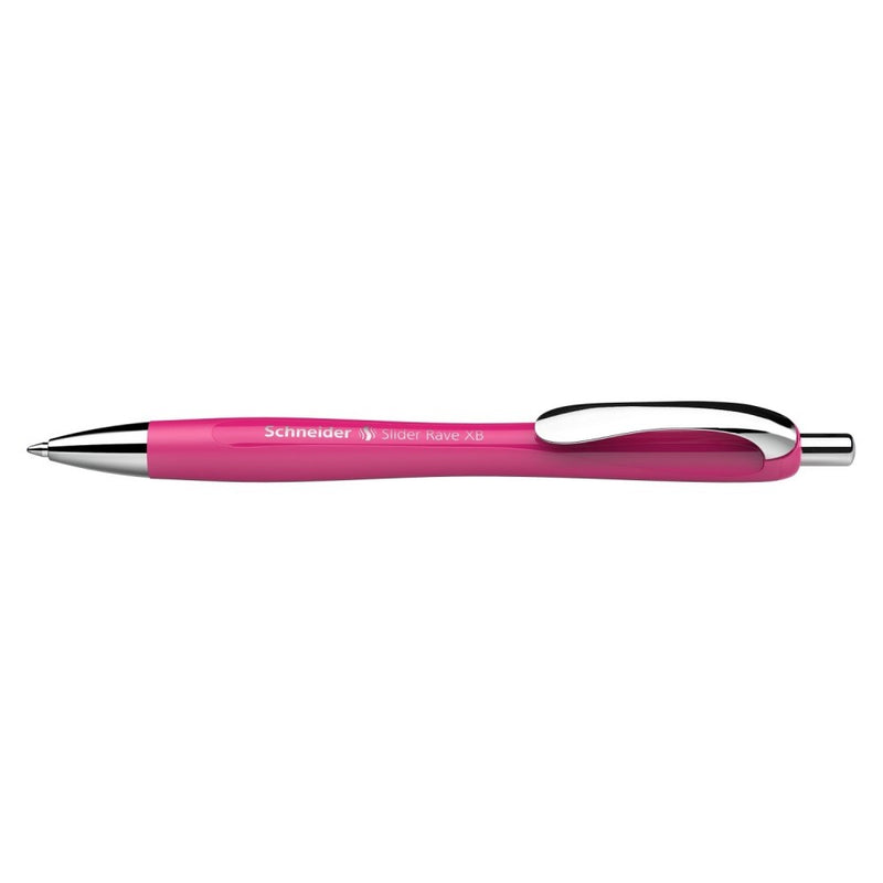 Pix cu Mecanism Slider Rave XB Rubber Grip Accesorii Metalice Scriere Albastră Schneider Power Pink