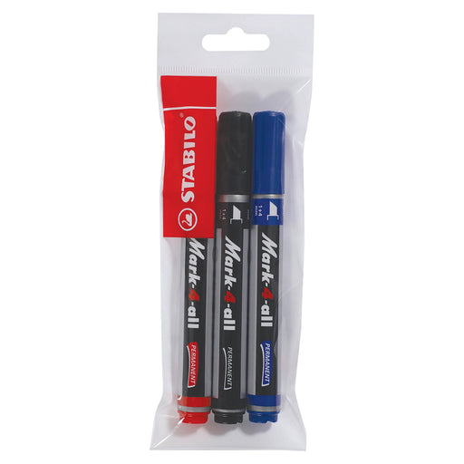 Marker Permanent Mark-4-All 653 Varf Tesit 1-4 mm 3 Culori/Blister - Stabilo - imagine produs
