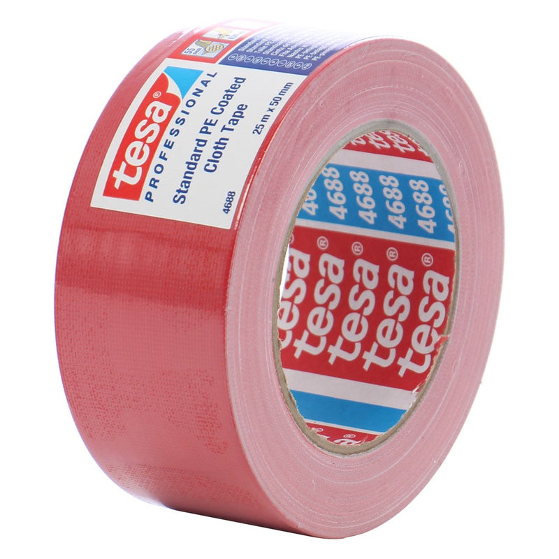 Banda adeziva textila, rosu, 50mm x 25m, Tesa