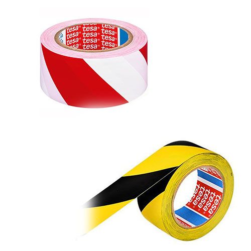 Banda adeziva pentru marcare, 50mm x 33m, Tesaflex - Rosu/Alb