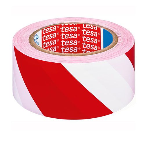 Banda adeziva pentru marcare, 50mm x 33m, Tesaflex - Rosu/Alb - imagine produs