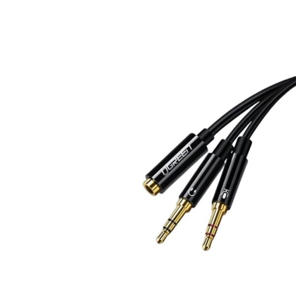 Cablu audio Ugreen AV140 2x jack 3.5mm tata - jack 3.5mm mama 0.2m negru