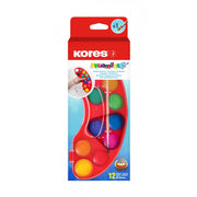 Acuarele Akuarellos 12 Culori 30 mm cu Pensulă Kores